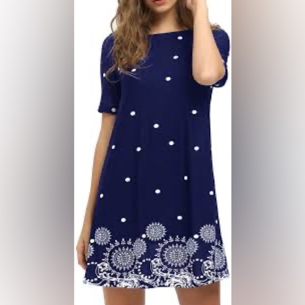 Romwe Women's Short Sleeve Floral Print Loose Tunic Summer Shirt Dress size XL
